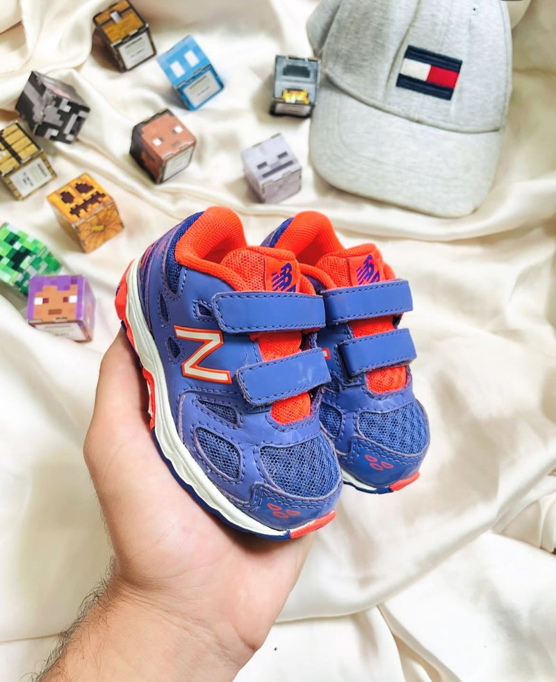 New Balance Kids Sneakers (Blue & Orange) - Double Strap