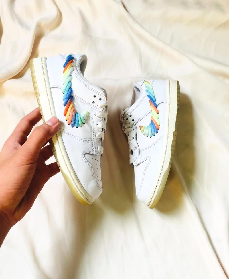 Nike Dunk Low (White & Rainbow Swoosh)