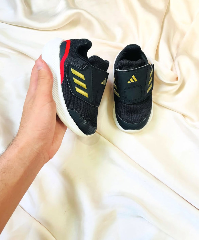 Adidas Kids Running Sneakers (Black & Gold) - Wide Strap