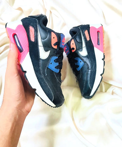 Nike Air Max 90 Kids (Black, Pink & Blue)