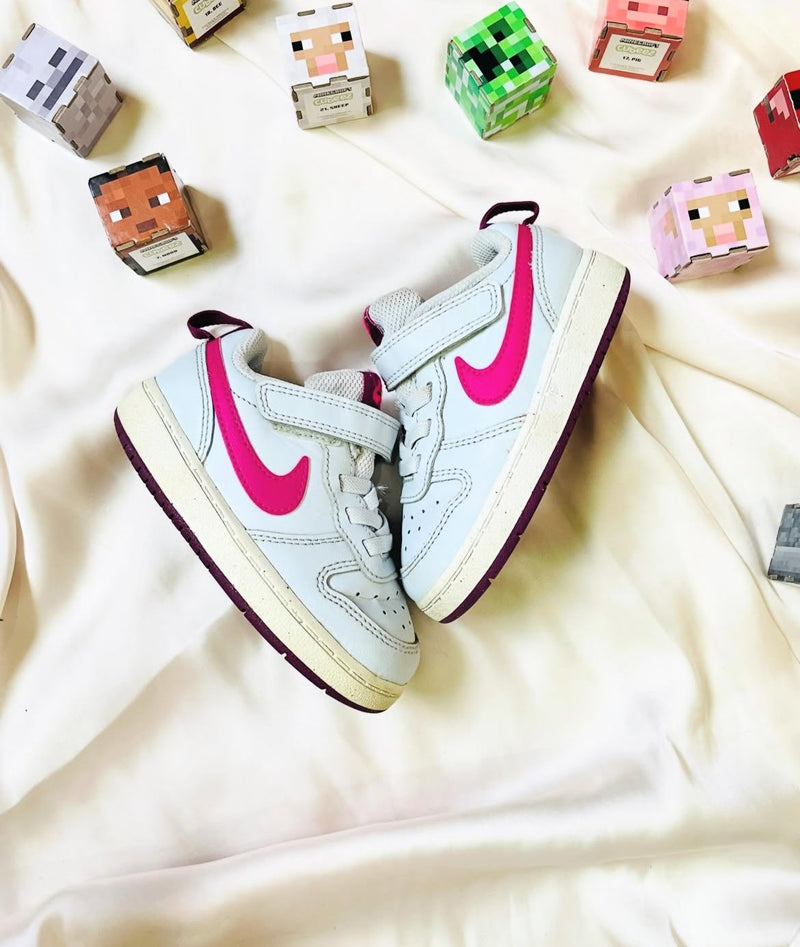 Nike Dunk Low Kids (White & Hot Pink) - Strap