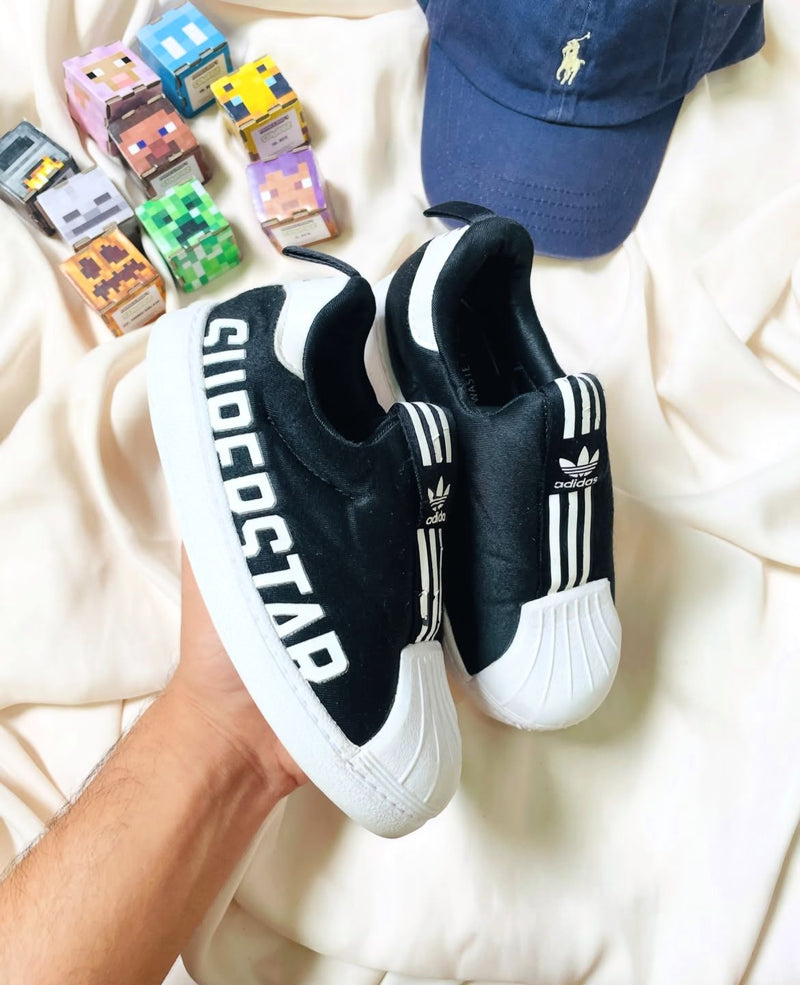 Adidas Kids Superstar Slip-On Sneakers (Black/White)